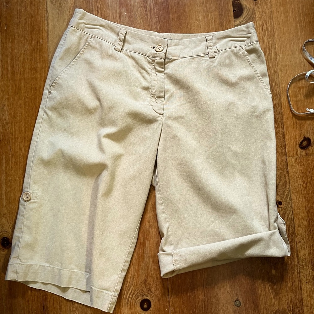 Linen roll up shorts